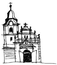 Kresba klecanského kostela
